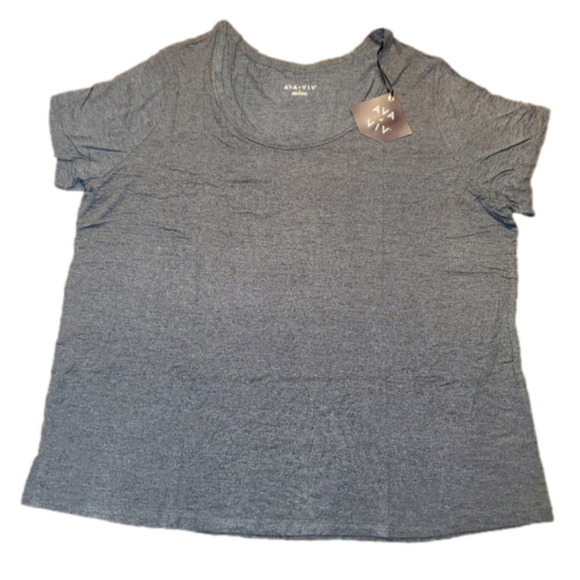 Heathered grey round neck super soft Ava & Viv tee NEW 3X - Picture 1 of 9
